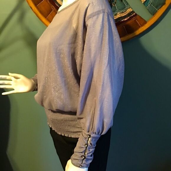 Grey metallic lavender Chiffon 2 in 1 Blouse - Picture 5 of 14